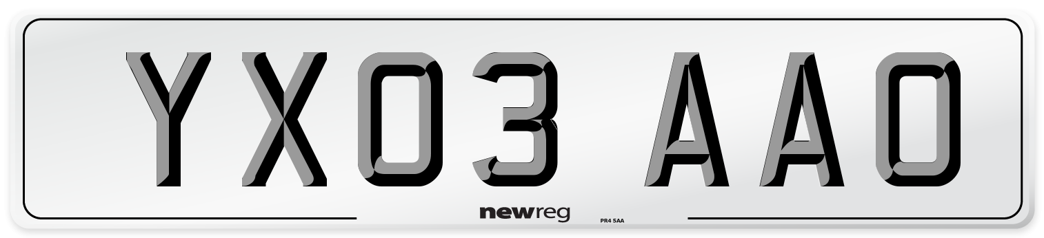YX03 AAO Number Plate from New Reg